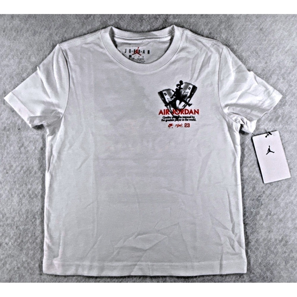 Air Jordan Youth Large 6-7 Years White Sneaker Graphic T Shirt NWT